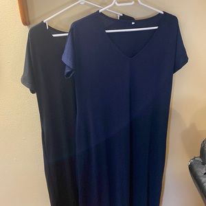 Medium tee shirt maxi with pockets -Navy